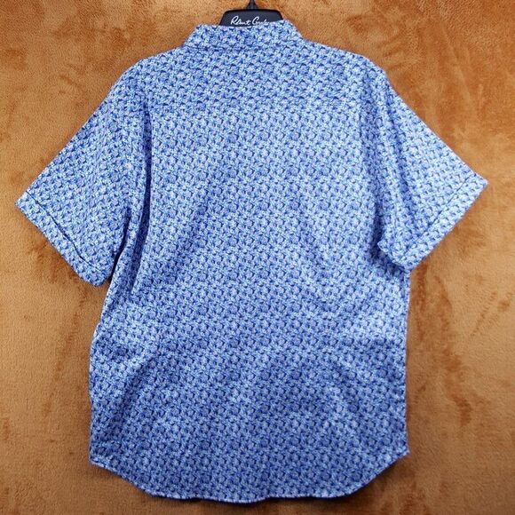 ROBERT GRAHAM Shirt Mens XXL Blue Button Up Short Sleeve Abstract WADE - Picture 7 of 13